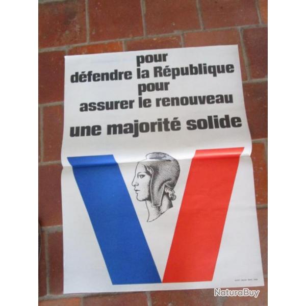 Affiche lectorale prsidentielle propagande Gnral DE GAULLE 60 x 80 cm Libration Rsistance