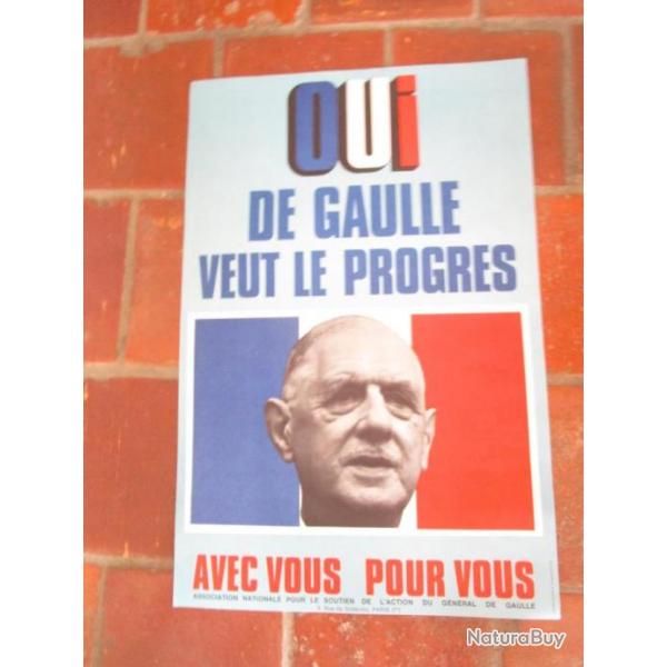 Affiche lectorale prsidentielle propagande Gnral DE GAULLE avec vous  Libration Rsistance