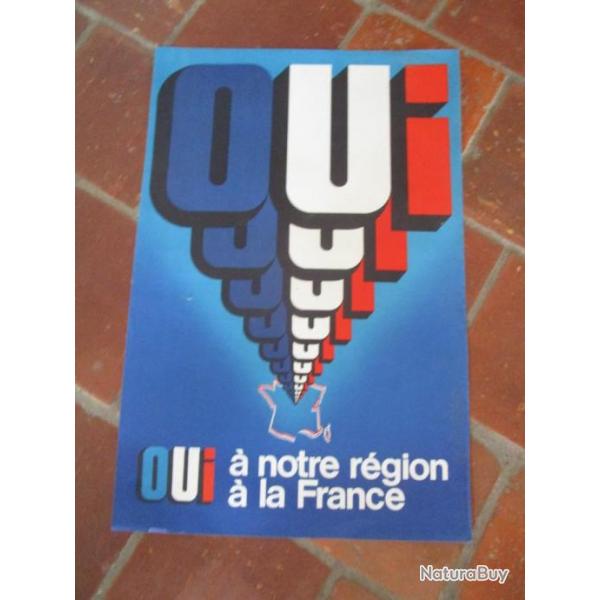 Affiche lectorale prsidentielle propagande Gnral DE GAULLE OUI  la France Libration Rsistance