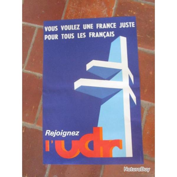 Affiche lectorale prsidentielle propagande UDR Gnral DE GAULLE  Libration Rsistance