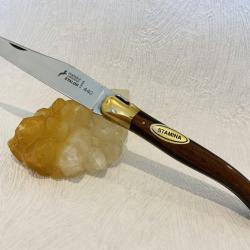 Couteau de poche Véritable Laguiole Etalon manche stamina marron et mitre.