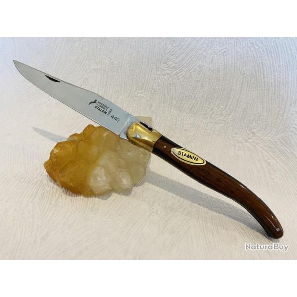 Couteau de poche Vritable Laguiole Etalon manche stamina marron et mitre.