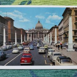 Carte postale Via Della Conciliazine Roma Lancia Fiat Alfa Romeo