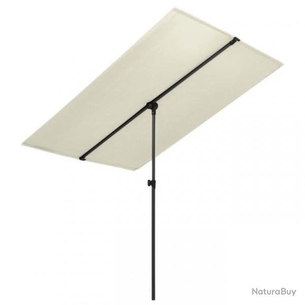 Parasol d'extrieur avec mt en aluminium 2x1,5 m Blanc sable