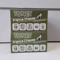 6978 LOT DE 50 CARTOUCHES CAL 12 TUNET FRANCE CHASSE BOURRE JUPE 36g NEUF