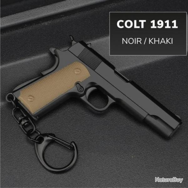 Porte-Clef Pistolet raliste version COLT 1911 NOIR / KHAKI - Culasse, chargeur, dtente articul
