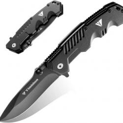 Yimidon Couteau de Poche Pliant et de Survie Lame Acier Inoxydable De?clenchement Rapide Ergonomique