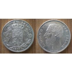 Belgique 5 Francs 1871 Argent Leopold 2 Roi Des Belges Piece Frcs Frs Frc