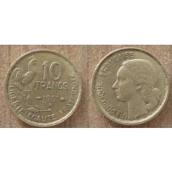 France 10 Francs 1951 B Coq Guiraud Piece Frcs Frc Frs