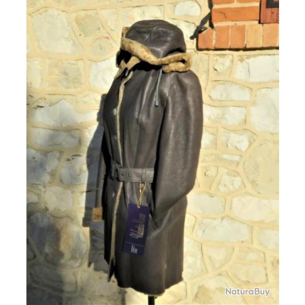 3/4 CAPUCHE FEMME NEUF MOUTON RETOURNE GRIS DESTOCKAGE FABRICANT FRANCAIS