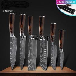 Set Couteau Japonais Pro Santoku Style Damas, Modele: 6pcs-Set 1
