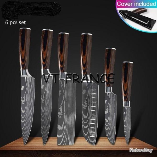 Set Couteau Japonais Pro Santoku Style Damas, Modele: 6pcs-Set 1