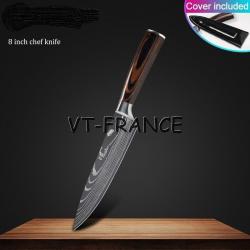 Set Couteau Japonais Pro Santoku Style Damas, Modele: Chef 33cm