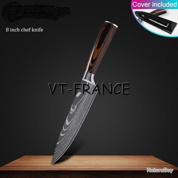 Set Couteau Japonais Pro Santoku Style Damas, Modele: Chef 33cm