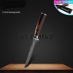 Set Couteau Japonais Pro Santoku Style Damas, Modele: Desosseur 27.5cm