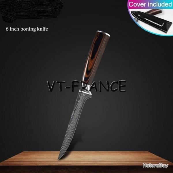 Set Couteau Japonais Pro Santoku Style Damas, Modele: Desosseur 27.5cm