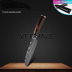 Set Couteau Japonais Pro Santoku Style Damas, Modele: Santoku 24cm