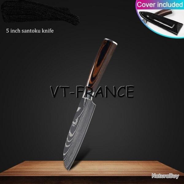 Set Couteau Japonais Pro Santoku Style Damas, Modele: Santoku 24cm