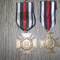deux croix de la bravoure 14/18 d'hindenburg