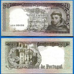 Portugal 20 Escudos 1964 Santo Antonio Europe Escudo Billet