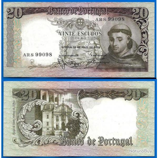 Portugal 20 Escudos 1964 Santo Antonio Europe Escudo Billet