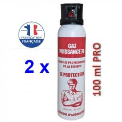 Lot 2 Bombe lacrymogene CS GAZ 100 ml PRO promotion