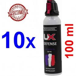 Lot 10 Bombe lacrymogene CS GAZ 100 ml UX promotion