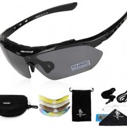 Lunettes de Pêche Lunettes anti-UV400 Tactiques Militaires 5 en 1 lunette Polarisante Pêche Homme