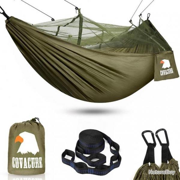Hamac de Camping avec Moustiquaire 2 Sangles D'arbres Cordes Double Portable Outdoor Lger Nylon