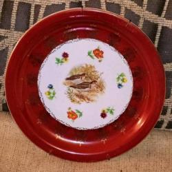 Rare assiette porcelaine de Meissen décor pairon de bécasses des bois