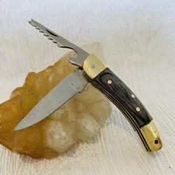 Mini couteau de poche 10 cm Pêcheur avec son manche en bois noir.
