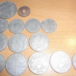 lot de 14 pièces de 2 francs , 1 franc ,5 francs et 50 centimes