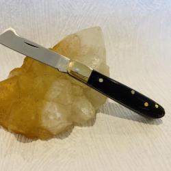 Mini couteau de poche 9,5 cm Greffoir manche corne noir .