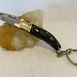 Mini couteau de poche LAGUIOLE porte clé manche en bois noir.