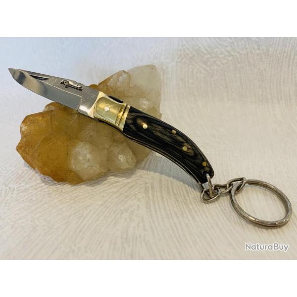 Mini couteau de poche LAGUIOLE porte cl manche en bois noir.