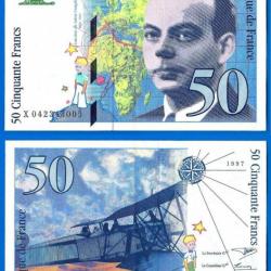 France 50 Francs 1997 Saint Exupery Billet Avion Bi Plan Petit Prince