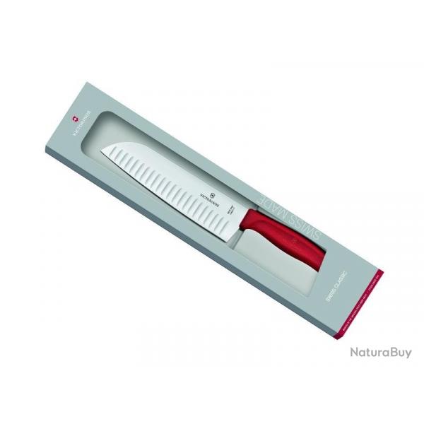 FRED250 SANTOKU VICTORINOX SWISSCLASSIC 17CM ALVEOLE ROUGE (BOITE) NEUF