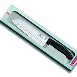 FRED252 SANTOKU VICTORINOX SWISSCLASSIC 17CM ALV. NOIR (BOITE) NEUF