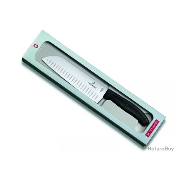 FRED252 SANTOKU VICTORINOX SWISSCLASSIC 17CM ALV. NOIR (BOITE) NEUF