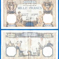 France 1000 Francs 1938 Ceres Et Mercure Grand Billet Franc Frcs Frc Frs