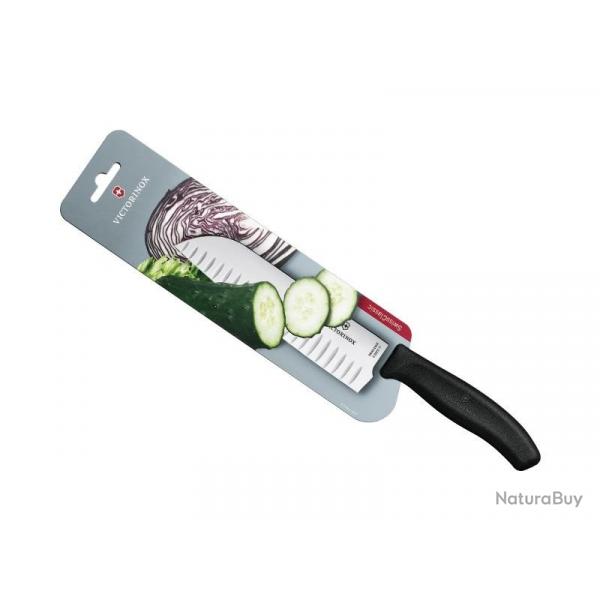 FRED256 SANTOKU VICTORINOX SWISSCLASSIC 17CM ALV. NOIR /CARTE NEUF