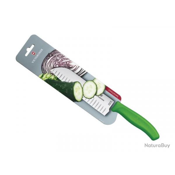 FRED257 SANTOKU VICTORINOX SWISSCLASSIC 17CM ALV. VERT /CARTE NEUF