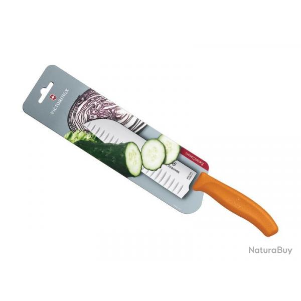 FRED260 SANTOKU VICTORINOX SWISSCLASSIC 17CM ALV. ORANGE/CARTE NEUF