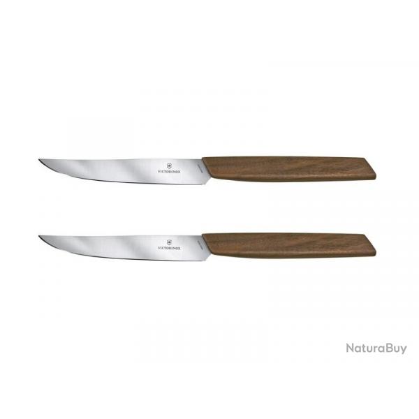 FRED293 SET 2 COUTEAUX STEAK VICTORINOX SWISS MODERN 12CM NOYER NEUF