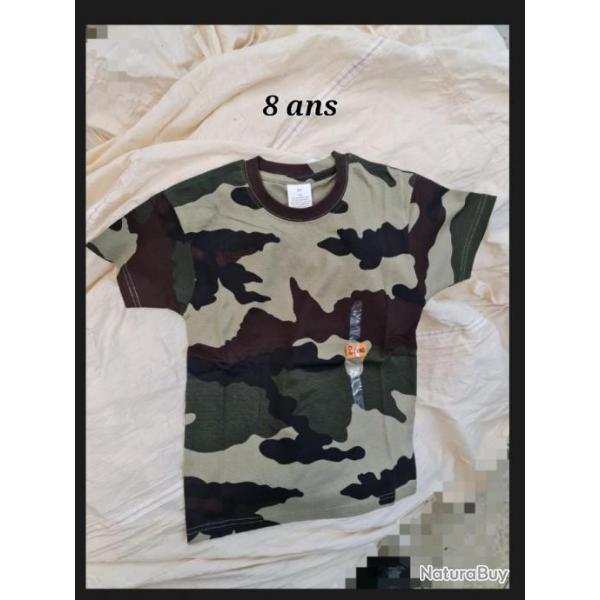 Tee-shirt camouflage C.E enfant- 100% coton- 8 ans