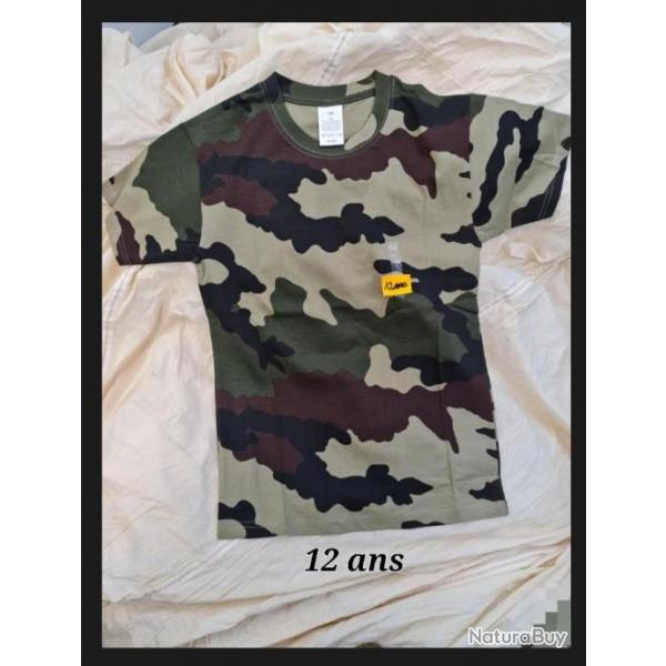 Tee-shirt camouflage C.E enfant- 100% coton- 12 ans