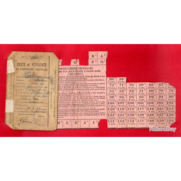 tickets cartes de rationnement avec feuille rgimes spcifiques quantitative (rare) + j2