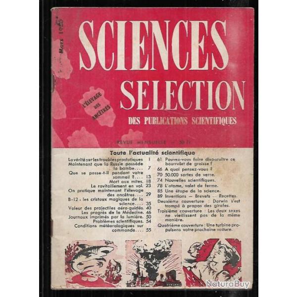 sciences slection mars 1950 ravitaillement en vol, projectiles aro-guids, mort aux mites, b 12,