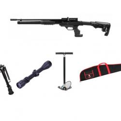 Carabine PCP à action pompe KRAL Puncher Rambo, 4,5 mm 19,9 j. + pompe bar Zasdar 275 bars + Lunette