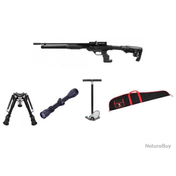 Carabine PCP  action pompe KRAL Puncher Rambo, 4,5 mm 19,9 j. + pompe bar Zasdar 275 bars + Lunette